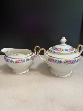 Vintage Cream and Covered Sugar Bowl Manor by CASTLETON